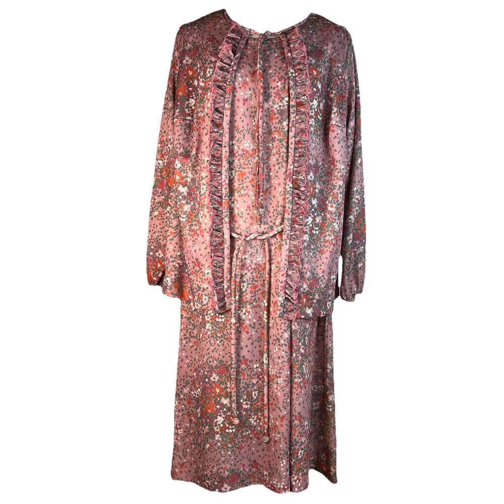 Vintage 70s Ellen Rogers Floral Dress And Jacket Size Large